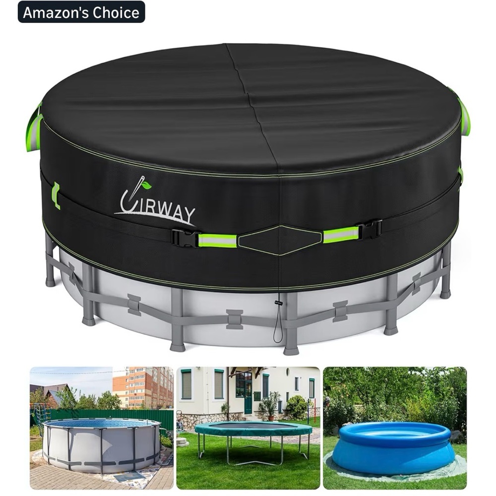 15 FT Round Pool Cover with Reflective Strips for Above Ground Swimming Pool NEW